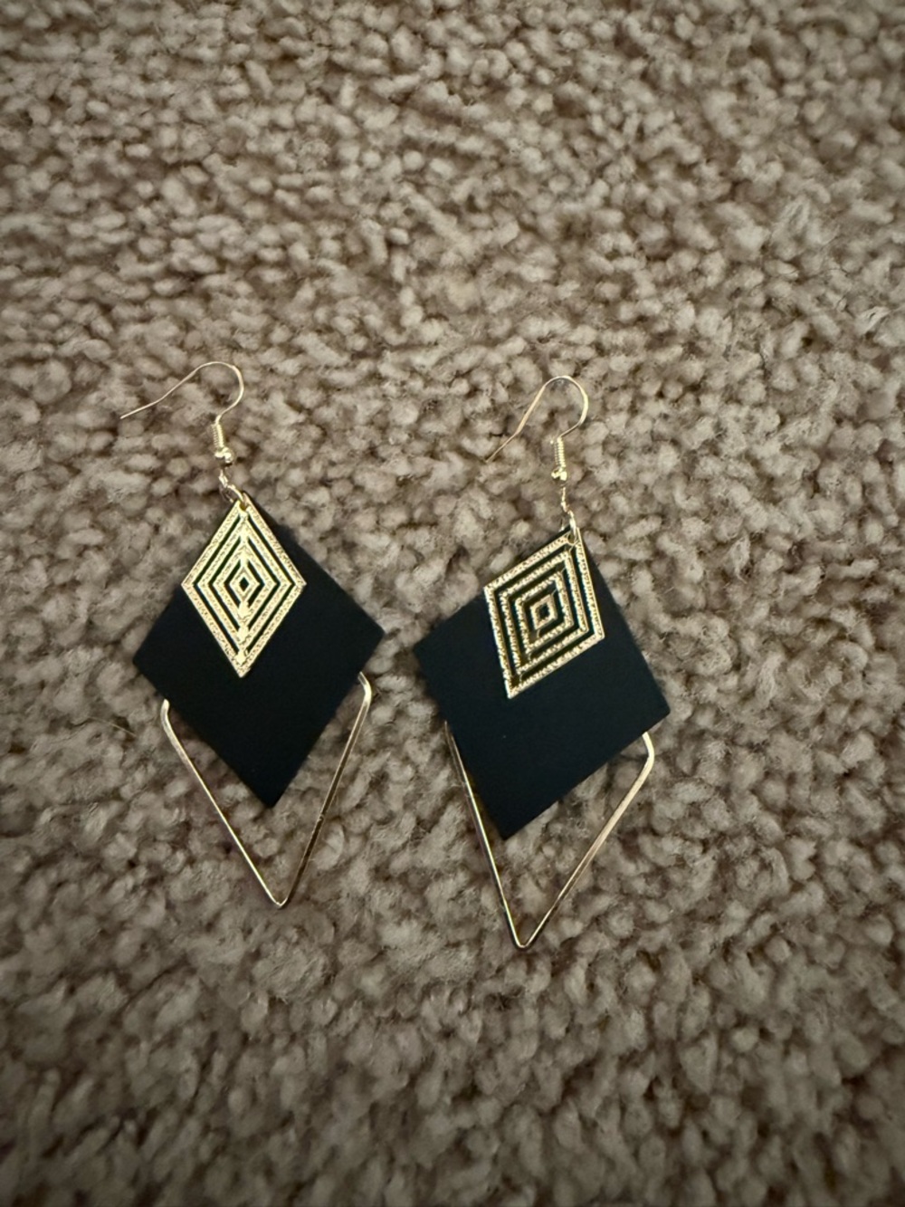 Gold & Black Geometric Drop Earrings - Stylish Women's Jewelry